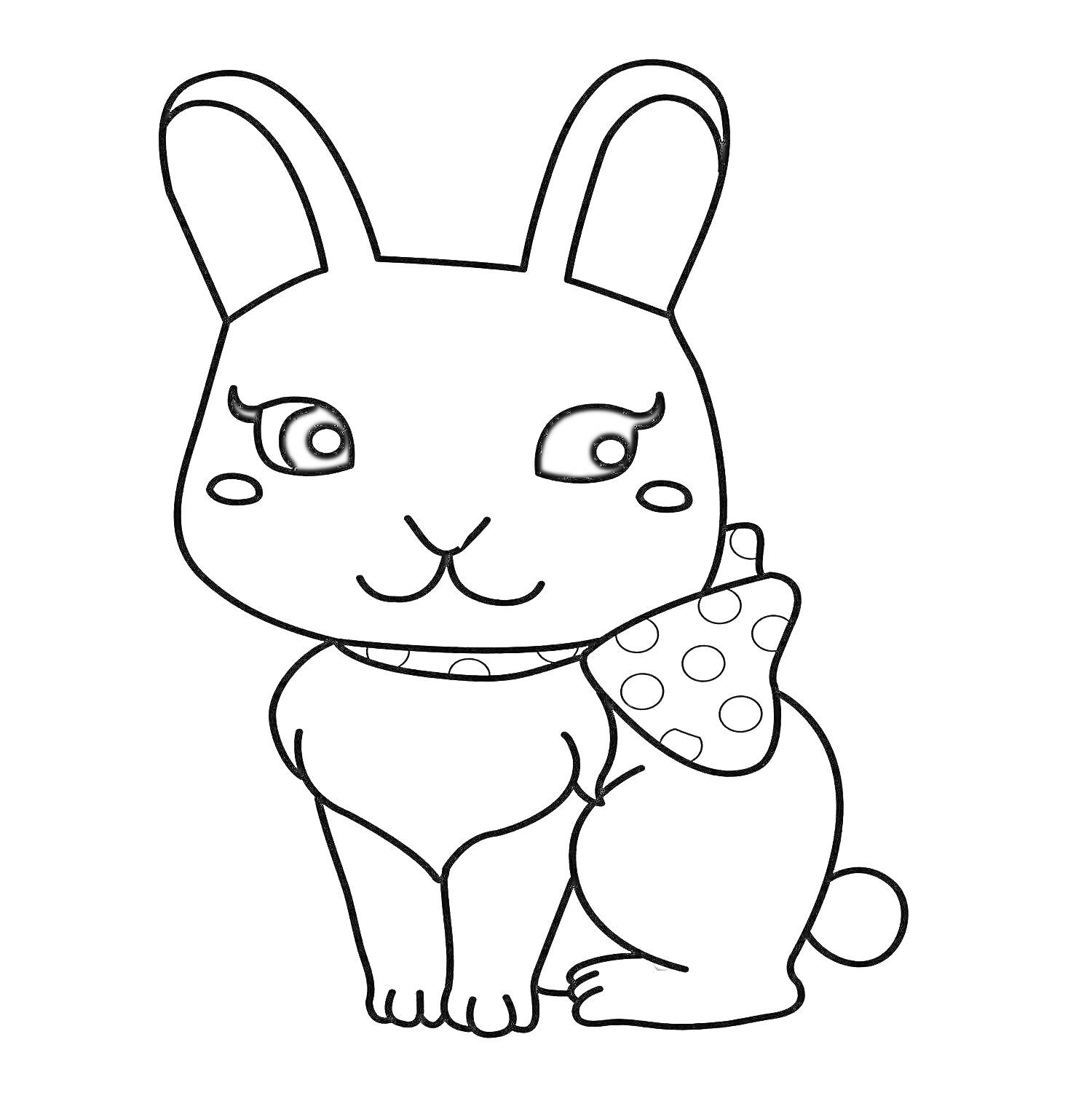 Раскраска Кролик с банданой в горошек