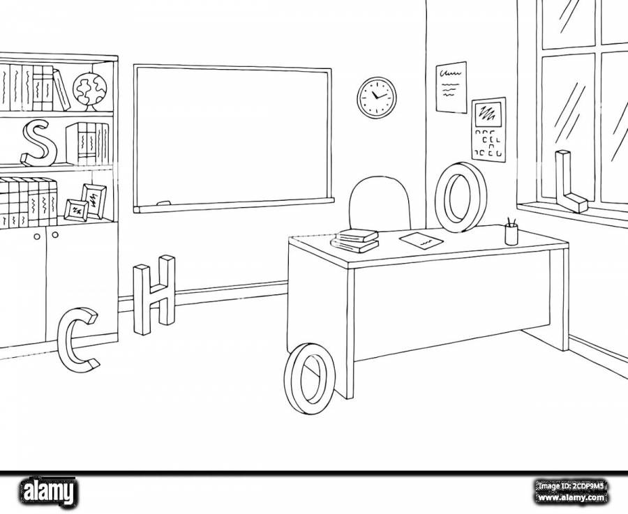 Раскраски классная комната