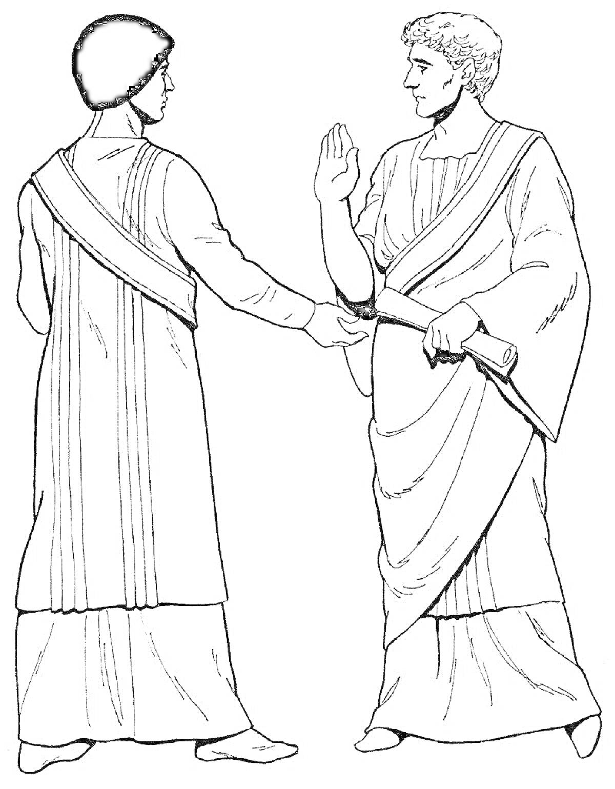 На раскраске изображено: Свиток, Древняя Греция, Одежда, Историческая одежда, Античная одежда