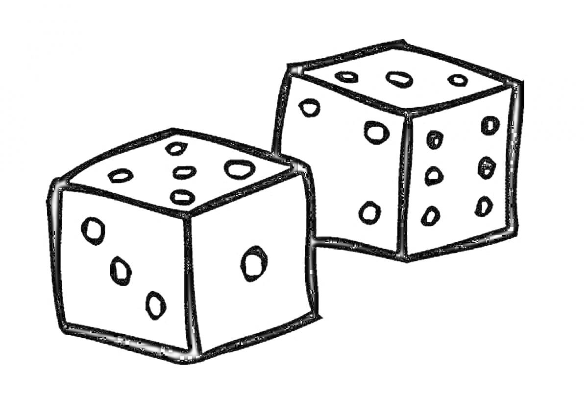 Раскраска Два игральных кубика с точками