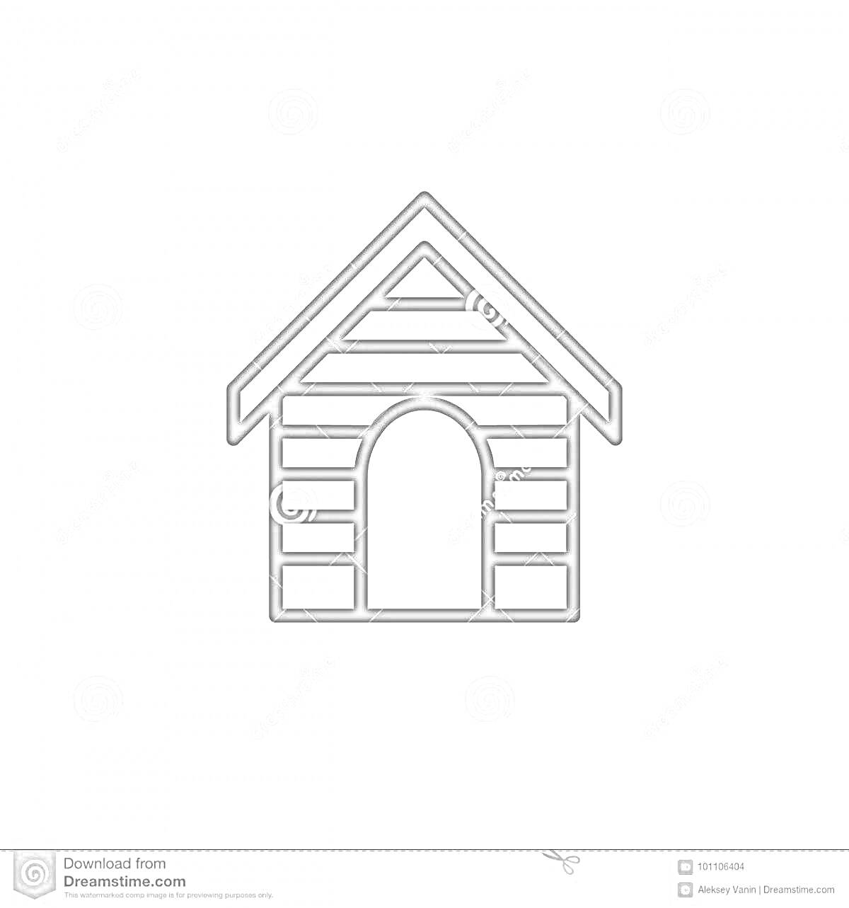 На раскраске изображено: Арочный вход, Горизонтальные полосы, Домик для собаки