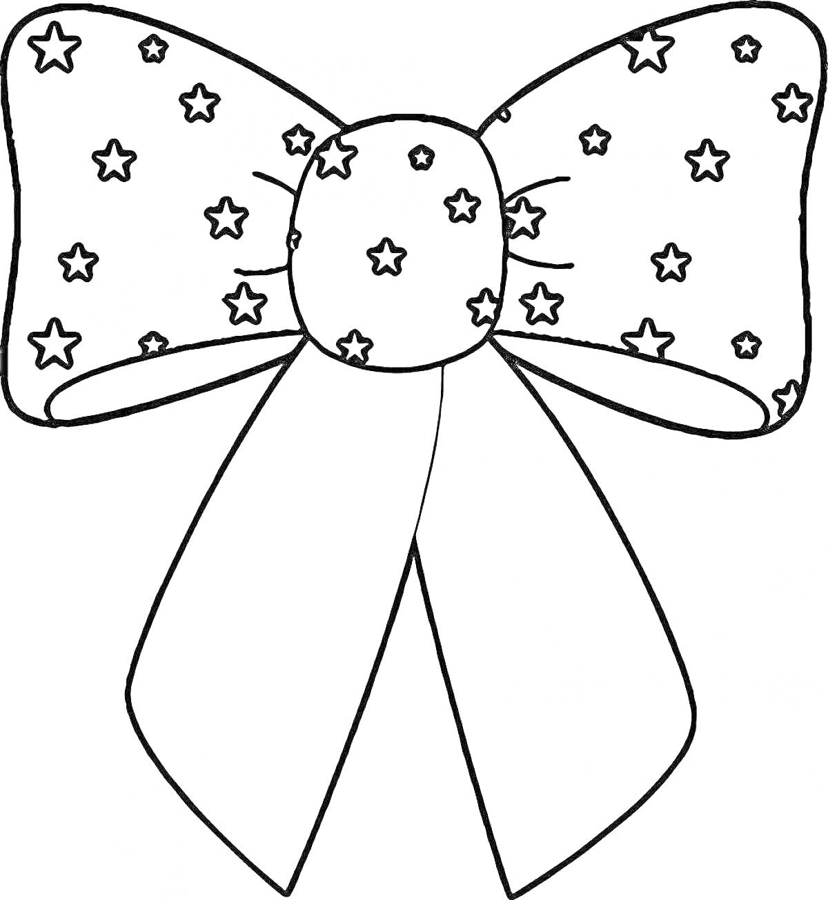 На раскраске изображено: Звезды, Декоративный элемент, Для детей, Бант