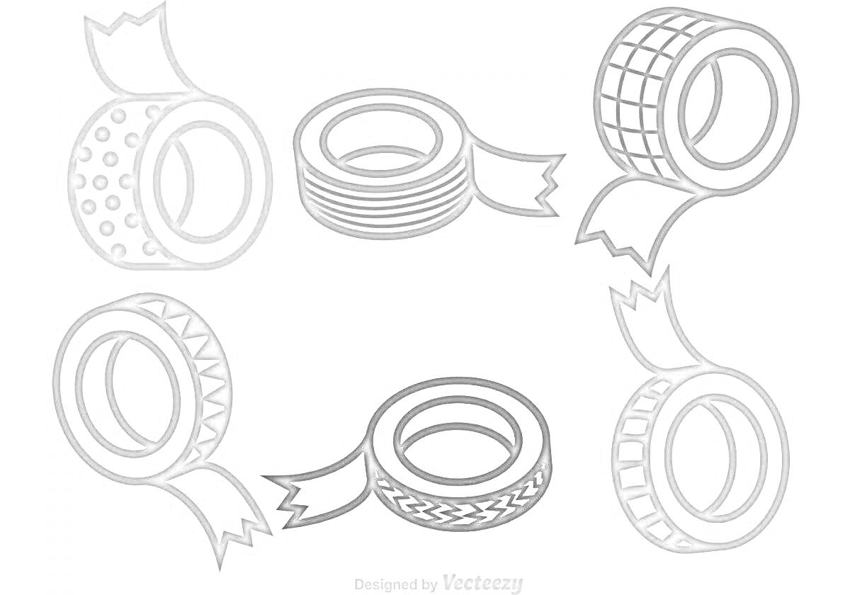 Раскраска Разнообразные скотчи с разным узором