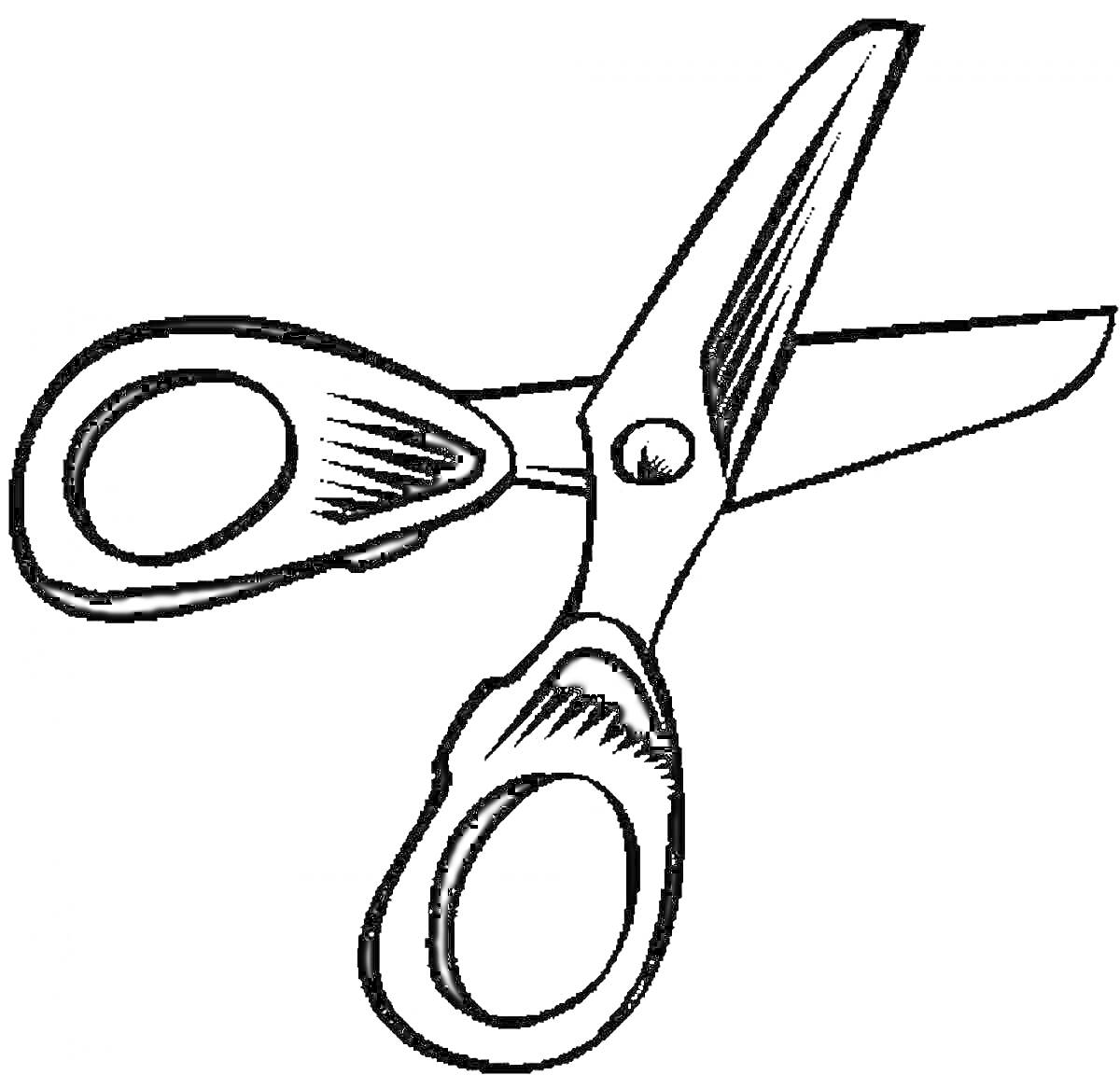 Раскраска Ножницы с детализированными ручками и лезвиями