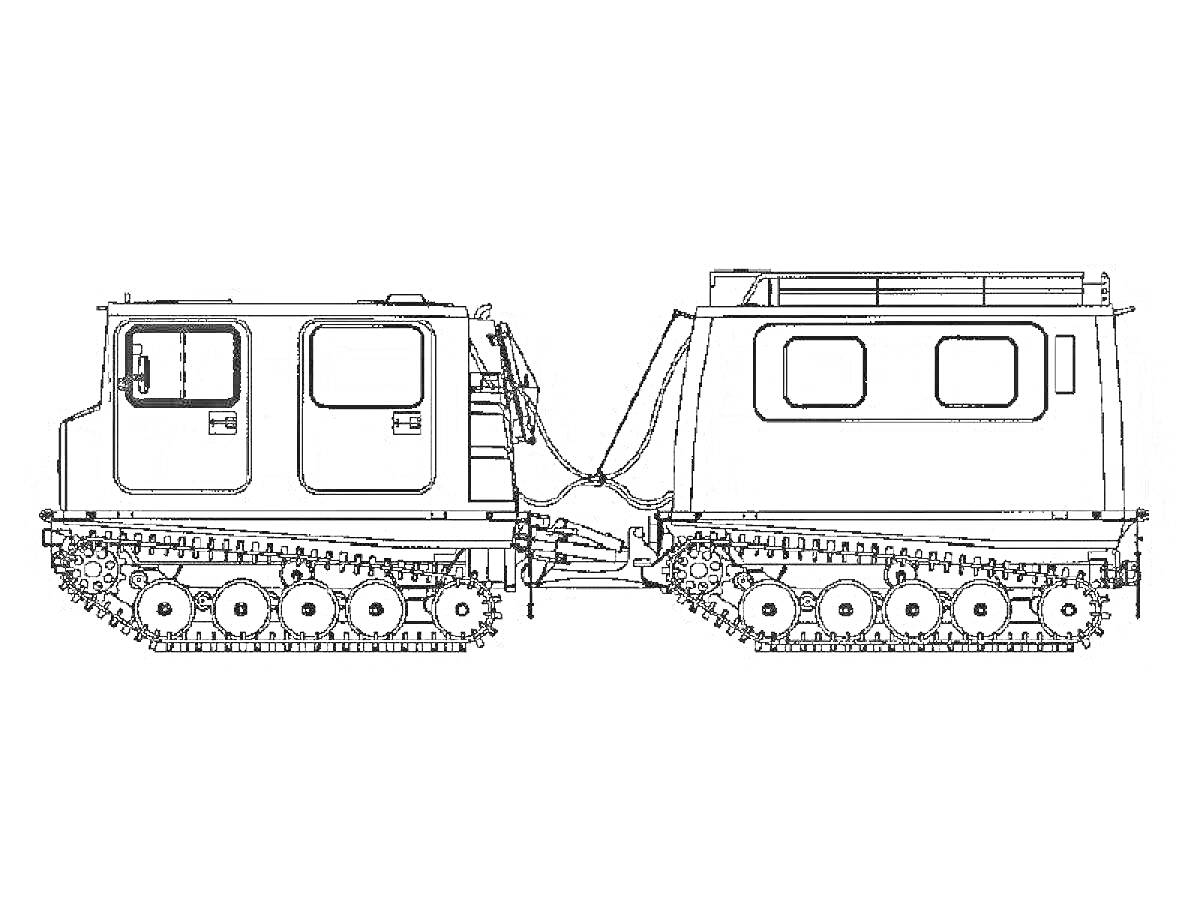 Гусеничный вездеход с прицепом