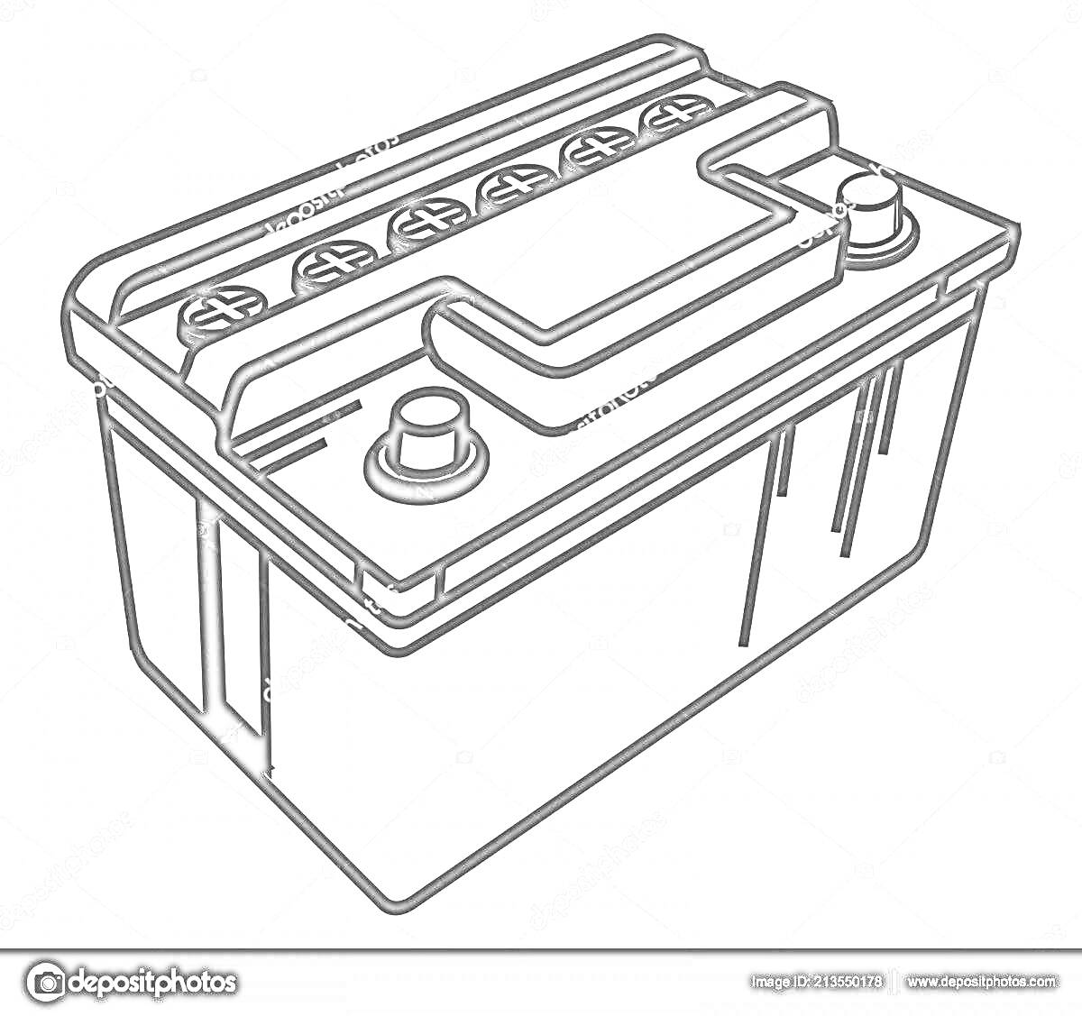 Раскраска Векторное изображение автомобильного аккумулятора с клеммами