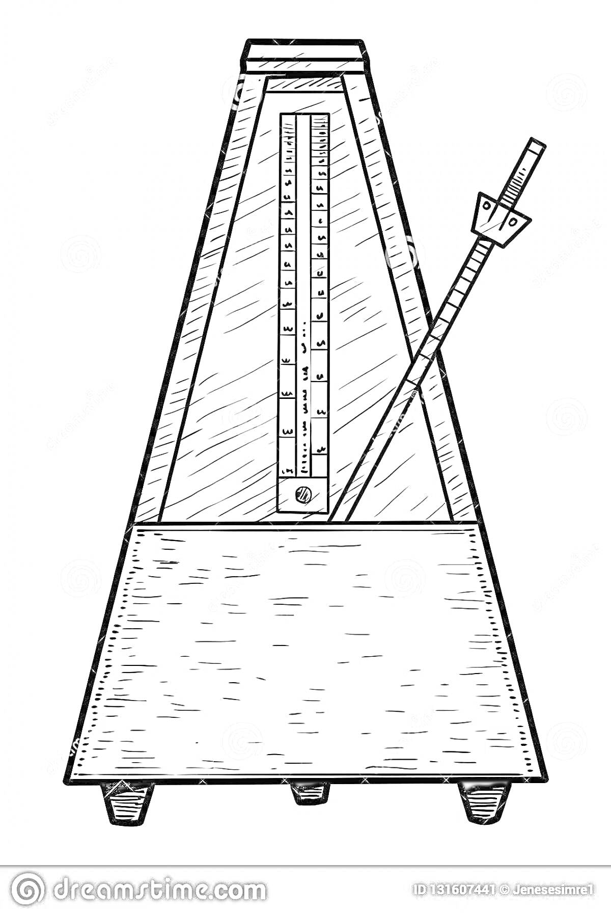 Раскраска Метроном с маятником и шкалой