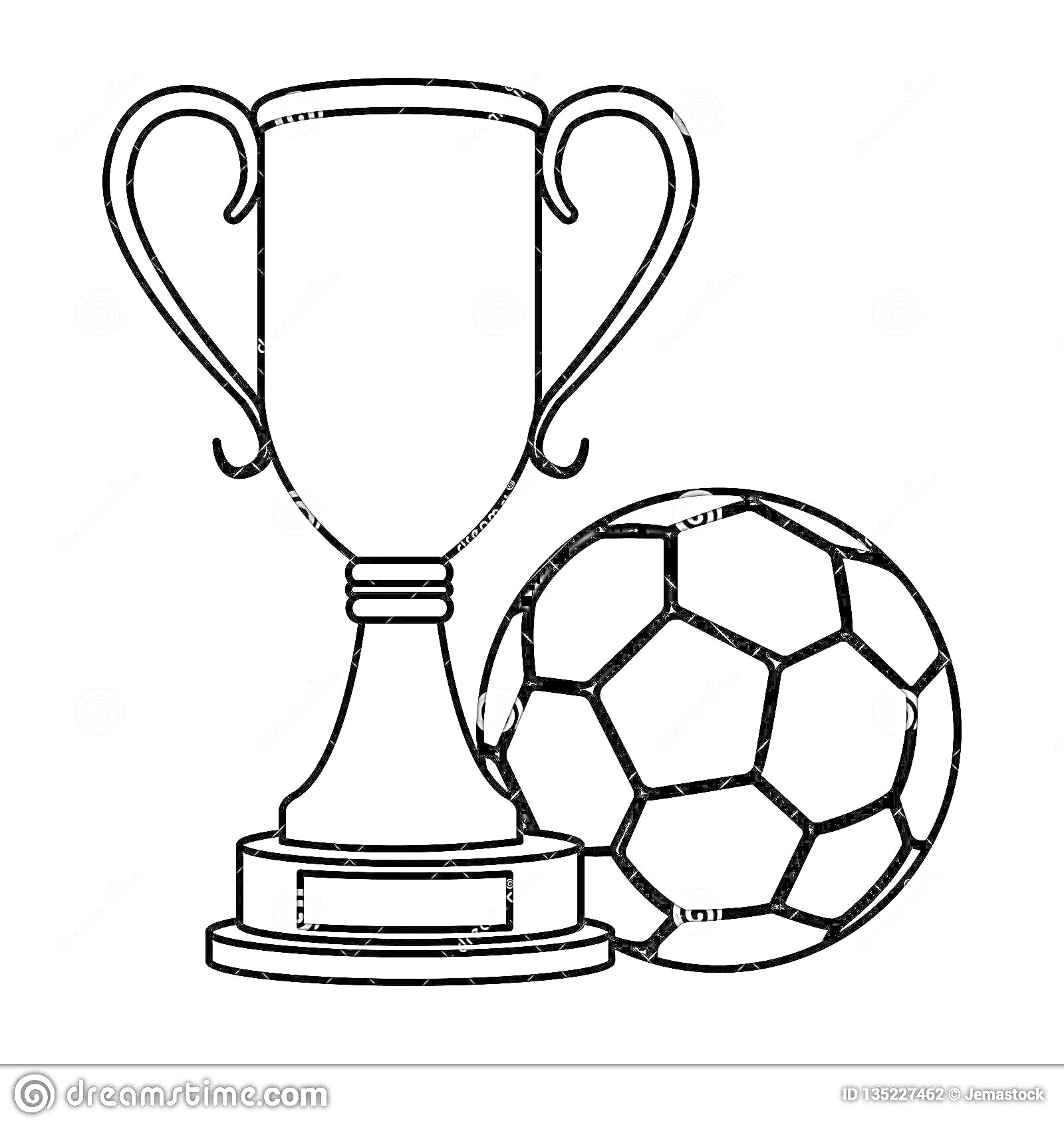 На раскраске изображено: Кубок, Футбольный мяч, Спорт, Награда