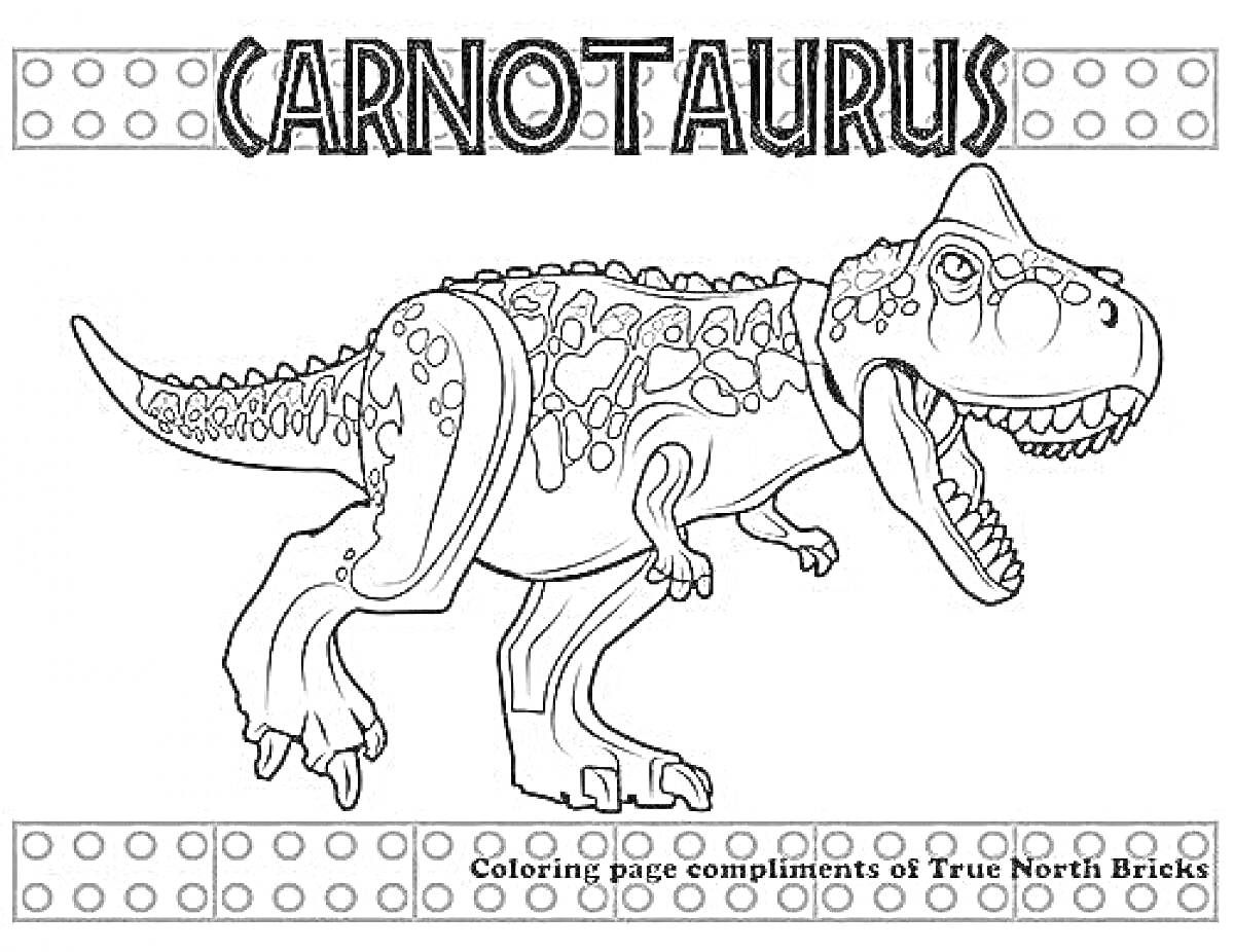 На раскраске изображено: Динозавр, Карнотавр, Лего, Для детей