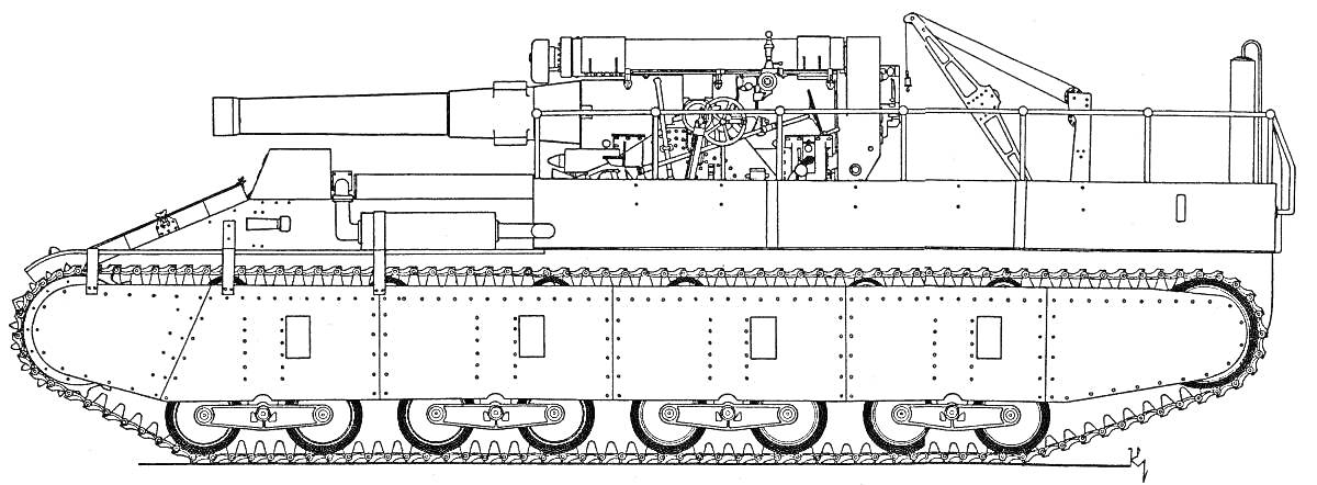 Раскраска Танковый чертеж Т-35 с пушкой, гусеницами и деталями корпуса