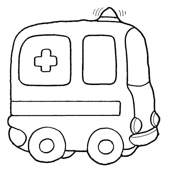 Раскраска Машина скорой помощи с мигалкой и крестом