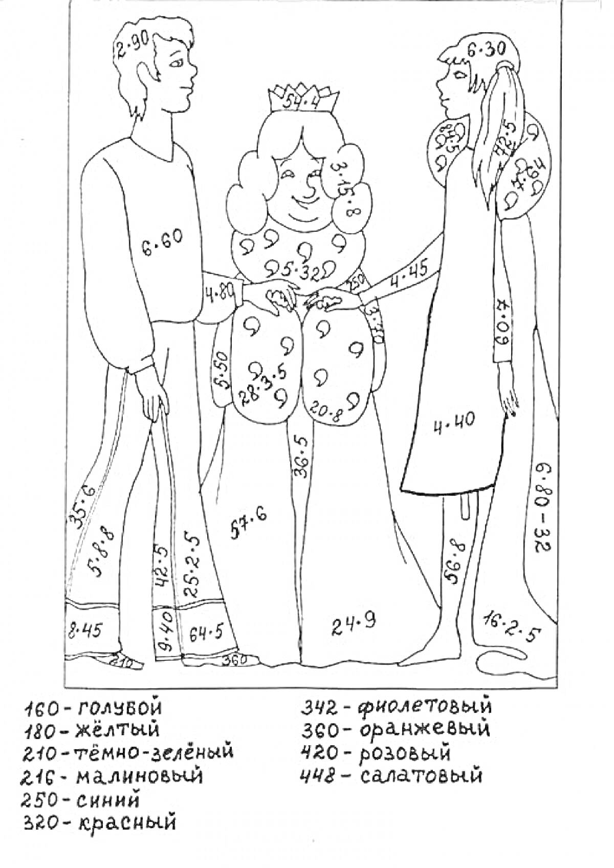 На раскраске изображено: 3 класс, Математика, Корона, Одежда, Праздничная одежда, Учеба, Обучение, Задания для детей
