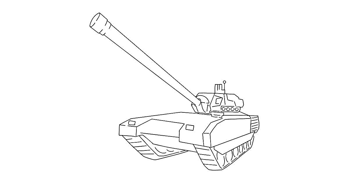 На раскраске изображено: Танк, Армата, Военная техника, Оружие, Гусеницы, Боевые машины, Армия, Контурные рисунки