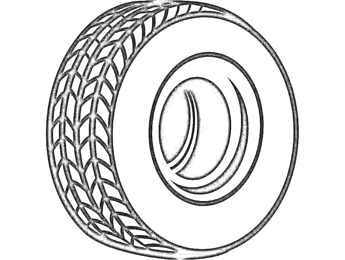 Раскраска Шина с рисунком протектора крупным планом
