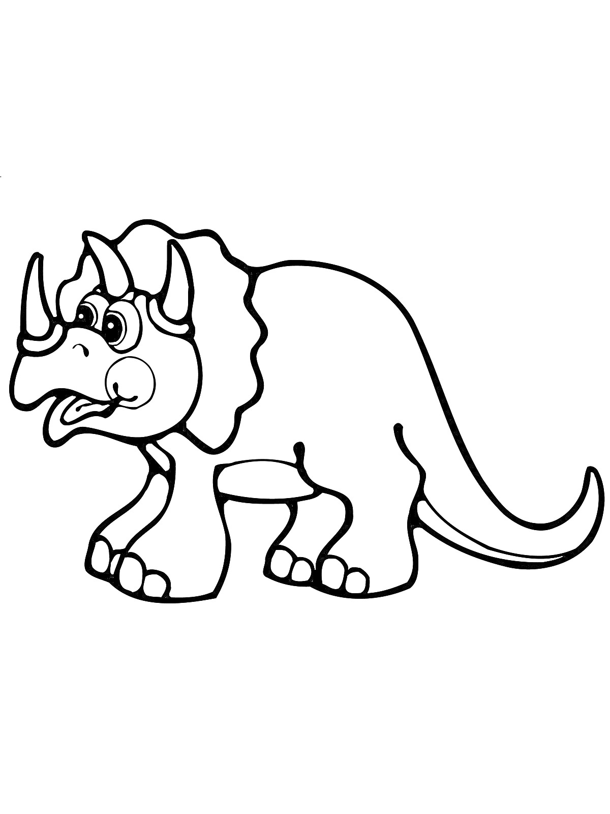 Раскраска Трицератопс с рогами, большим хвостом и лапами