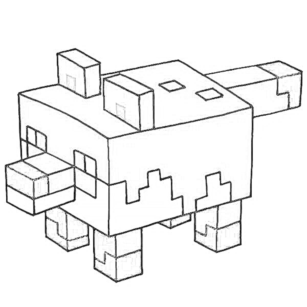 На раскраске изображено: Лиса, Майнкрафт, Пиксельная графика, Квадратные формы