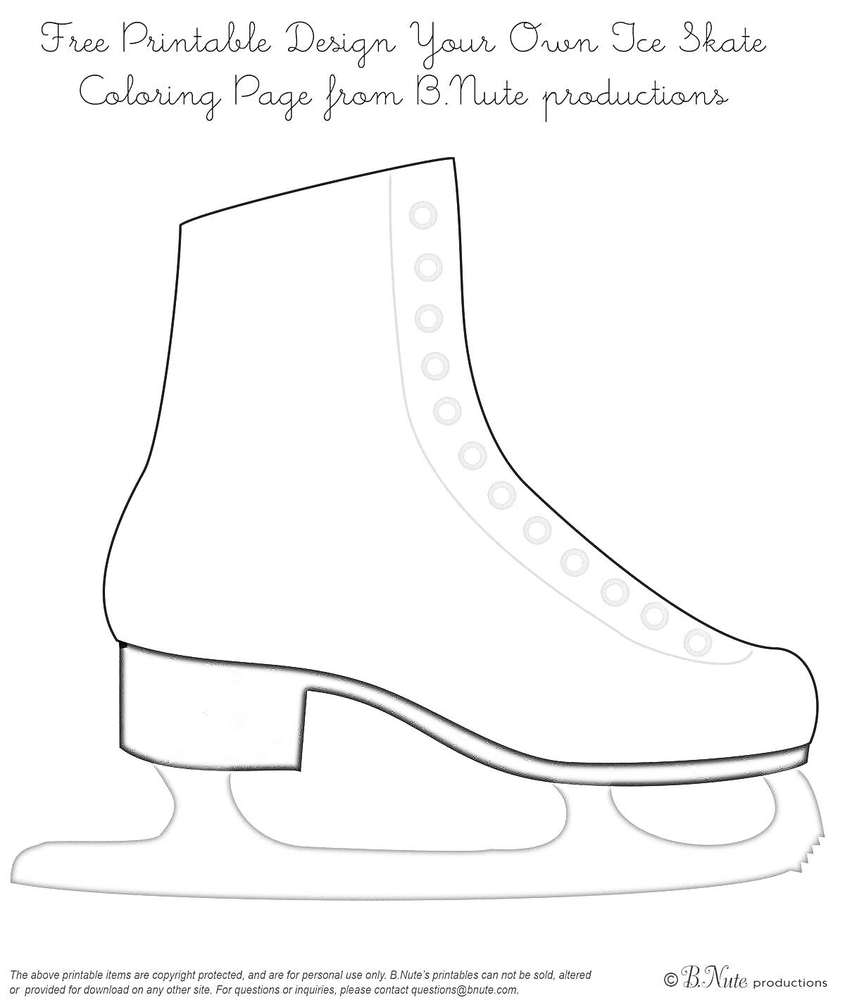 Раскраска Конькобежный ботинок с фигурным лезвием