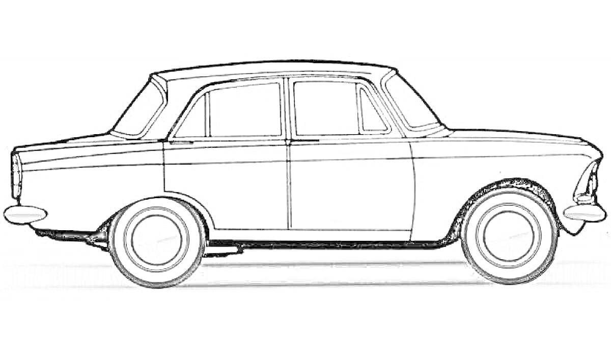 Раскраска Москвич, автомобиль, контурное изображение
