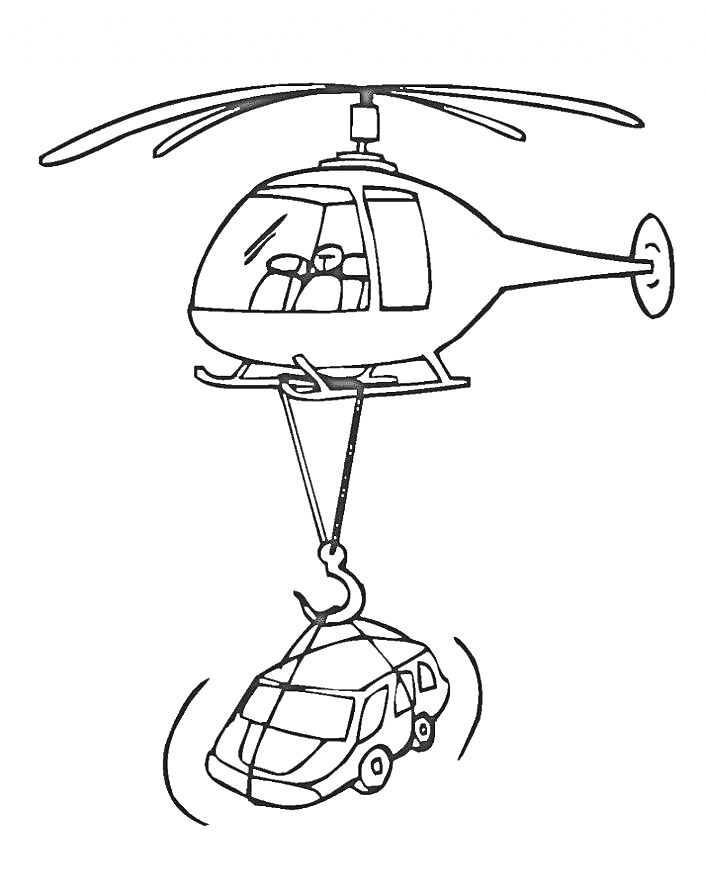 Раскраска Вертолет с подвешенной машиной