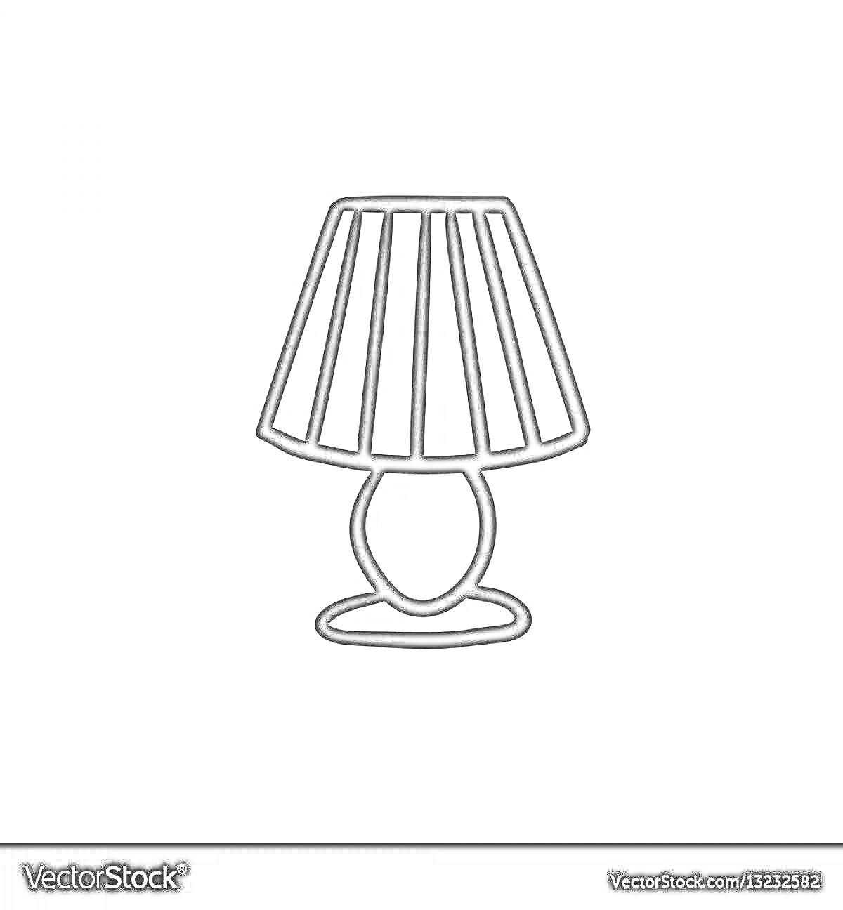 Раскраска Торшер с полосатым абажуром и овальной подставкой