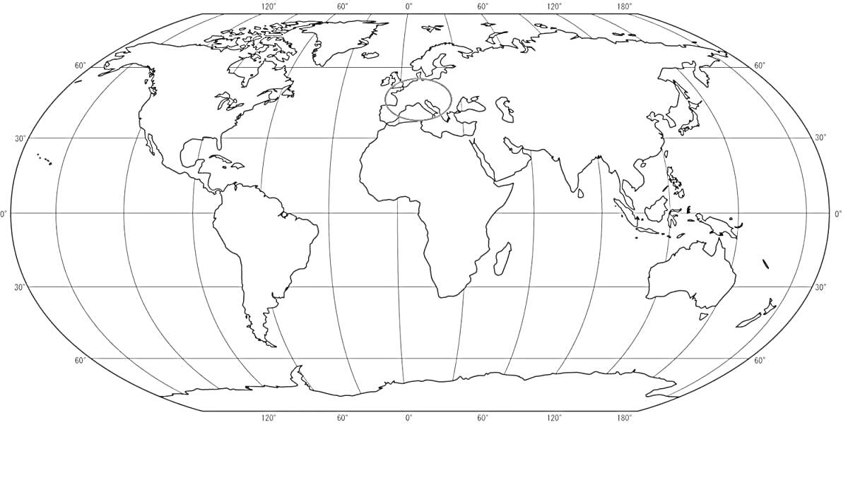 На раскраске изображено: Карта мира, Континенты, Градусы, География, Меридианы, Параллели, Глобус