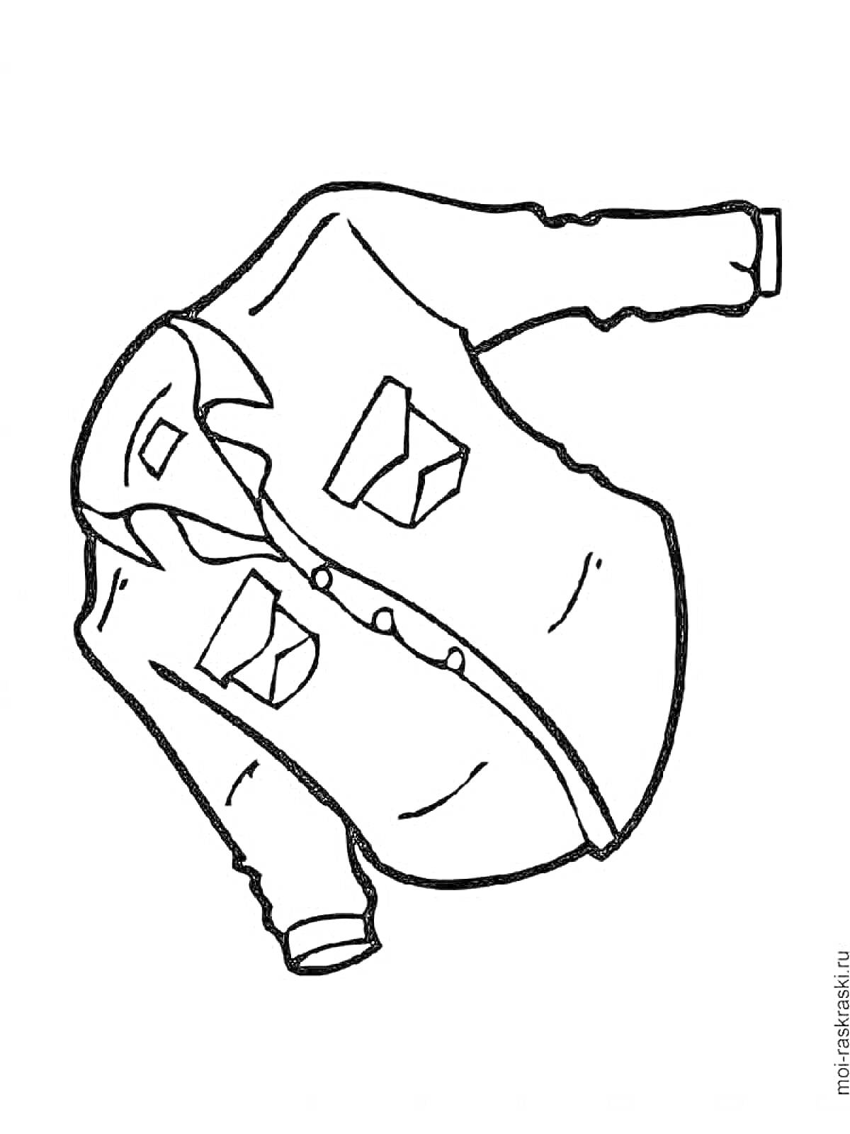 Раскраска Рубашка с длинным рукавом и накладными карманами