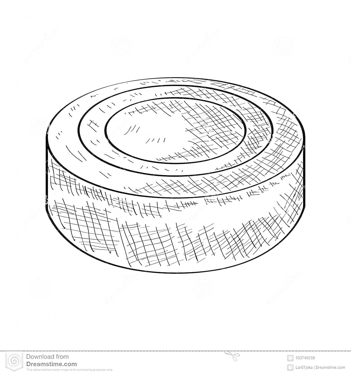 Раскраска Рисунок хоккейной шайбы с детализированными штрихами