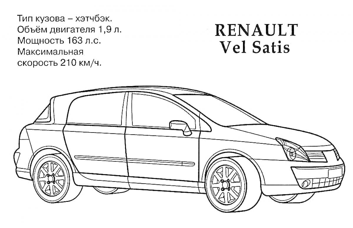 На раскраске изображено: Renault, Хэтчбек