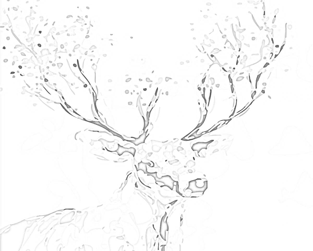 Раскраска Раскраска по номерам с изображением оленя с ветвистыми рогами