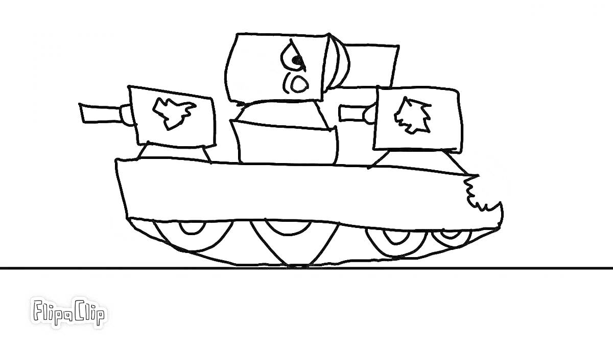 На раскраске изображено: Танк, КВ-44, Гусеницы, Зеленый фон, Оружие, Военная техника, Пушка