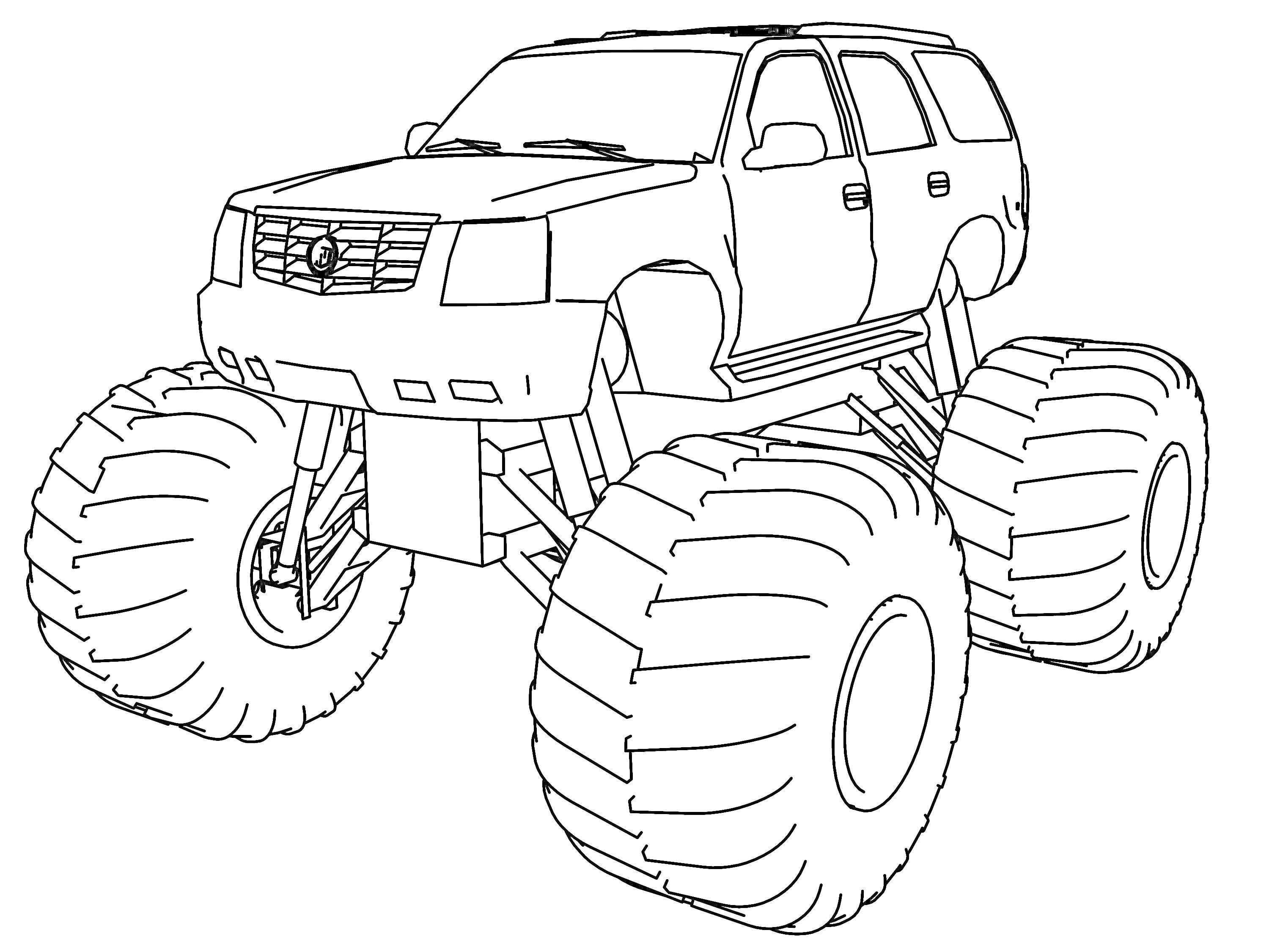 Раскраска Монстр трак с большими колесами для мальчиков