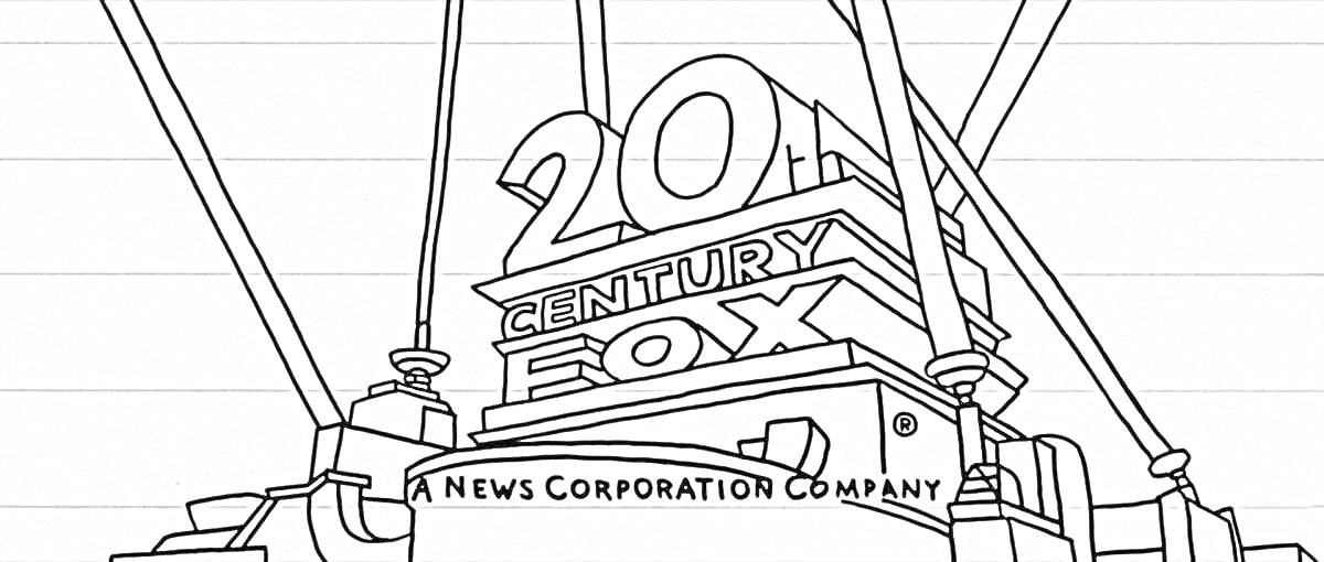 Раскраска Логотип 20th Century Fox с надписью 