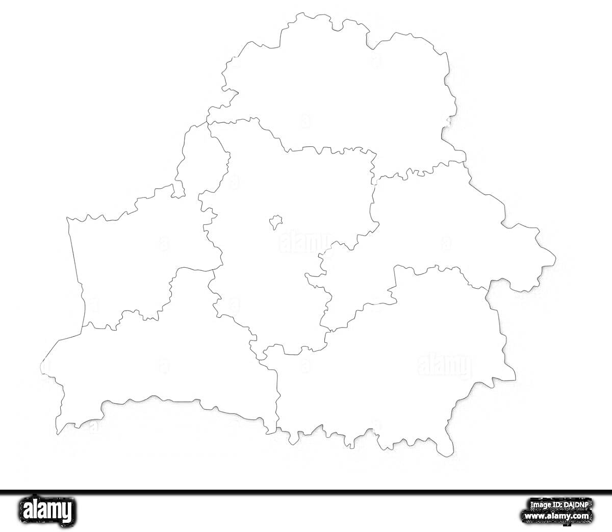 Раскраска Карта Беларуси с обозначенными границами областей