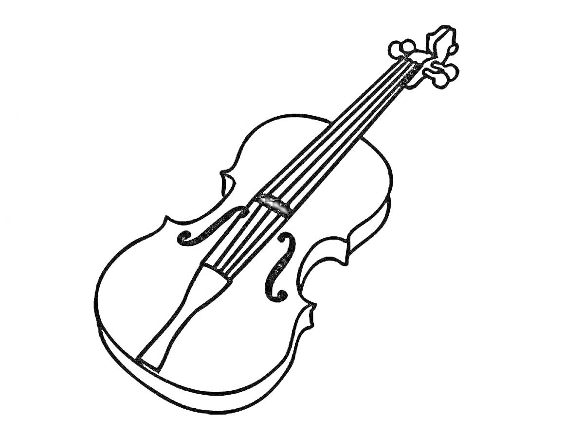 На раскраске изображено: Скрипка, Музыкальный инструмент, Гриф, Струны, Подставка
