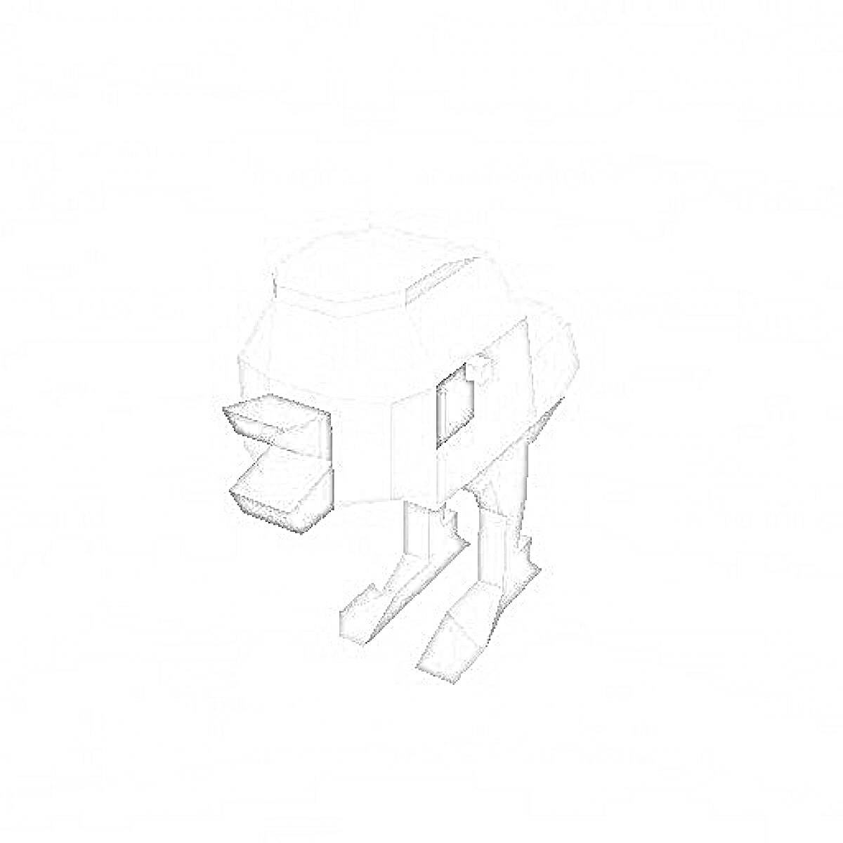Раскраска Пиксельная фигура животного на четырёх ногах с головой прямоугольной формы