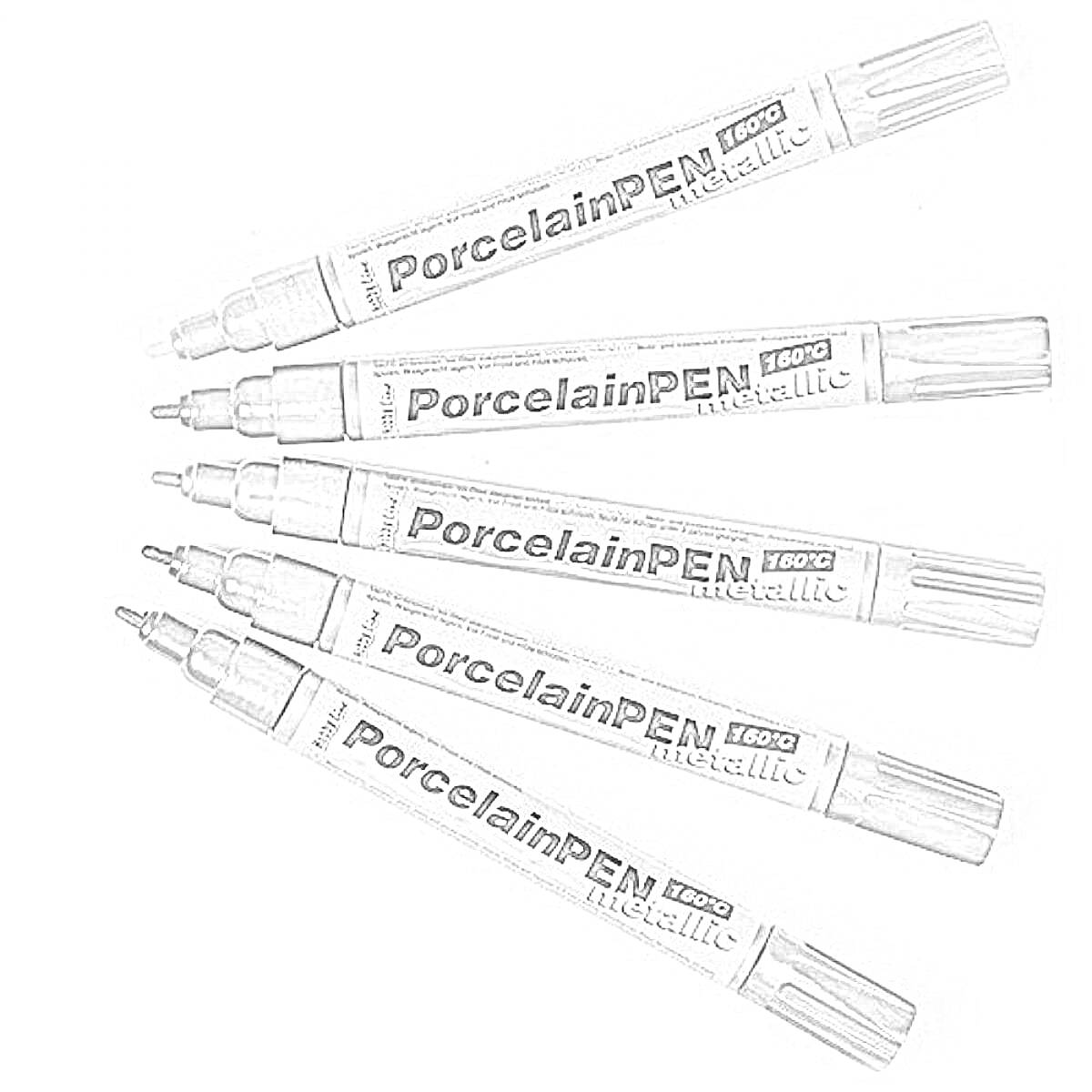 Раскраска Набор метелликовых маркеров для керамики Porcelain PEN (5 штук)