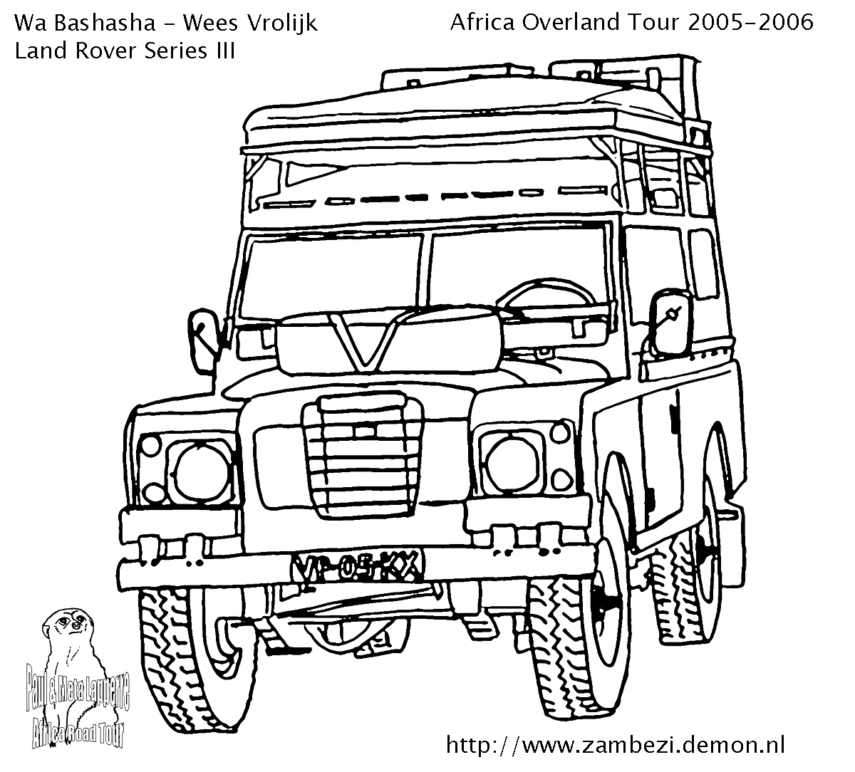 На раскраске изображено: Land Rover, Внедорожник, Багажник на крыше, Запасное колесо, Багаж