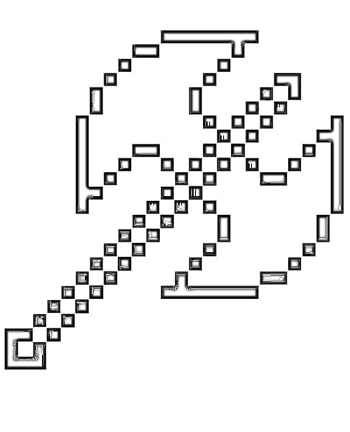 Раскраска Алмазный меч из игры Minecraft с окружностью