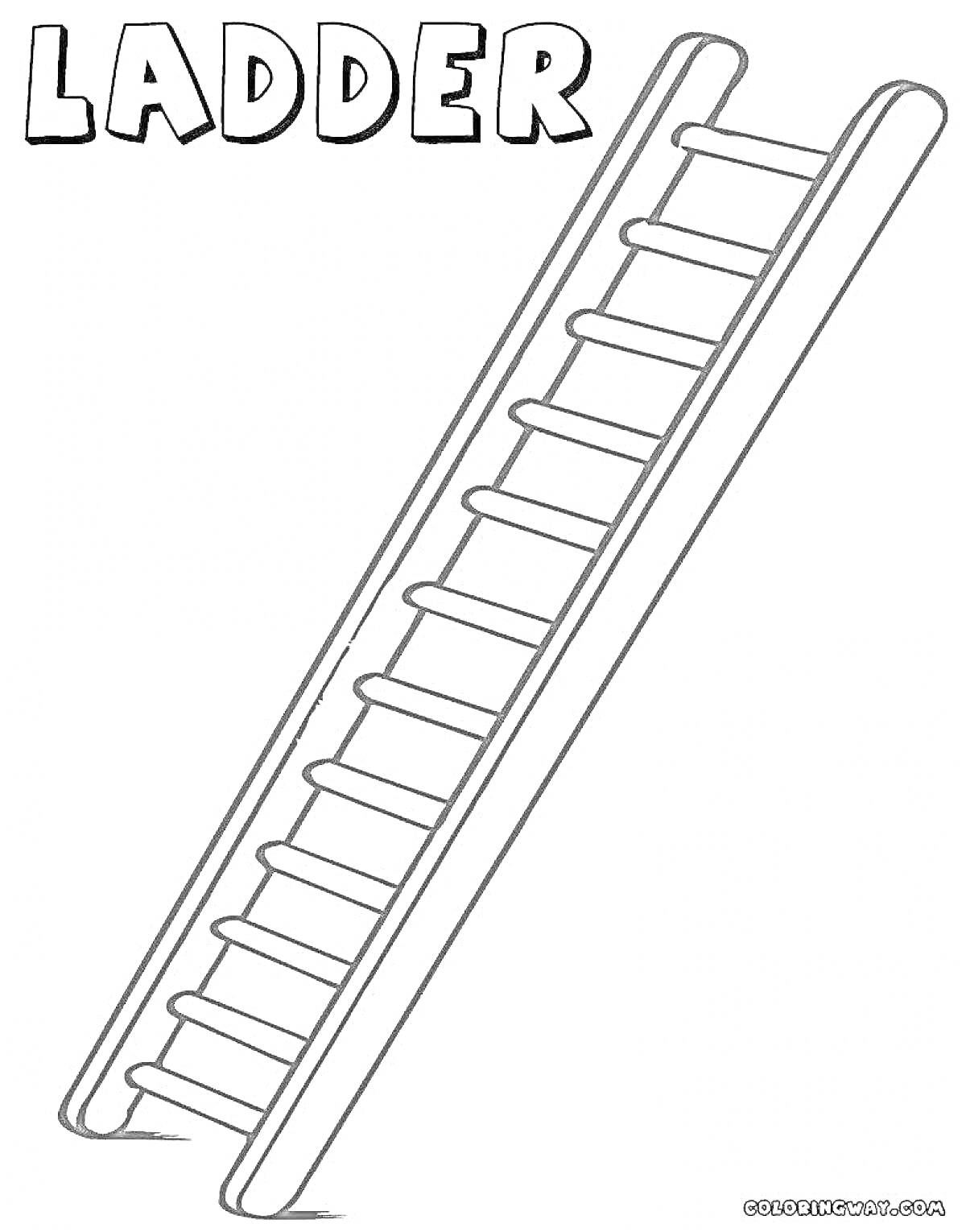 На раскраске изображено: Лестница, Ступени, Надпись, Буквы
