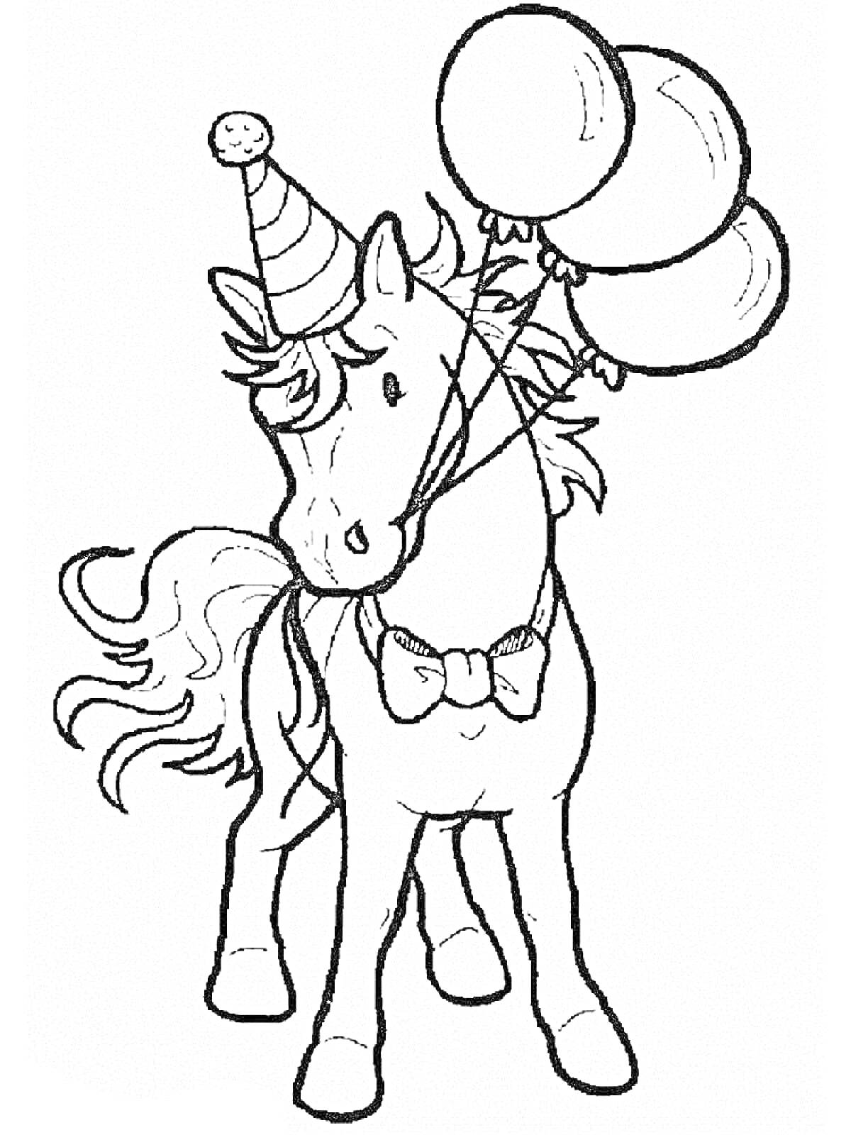 На раскраске изображено: Шары, Шляпа, Бабочка, Для девочек