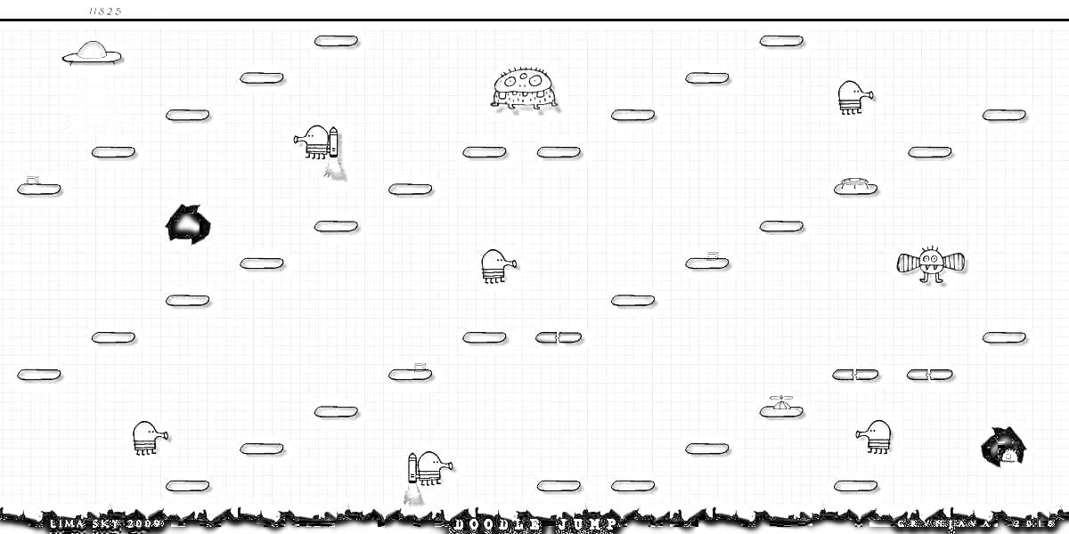 На раскраске изображено: Дудл Джамп, Платформы, Прыжки, Игра