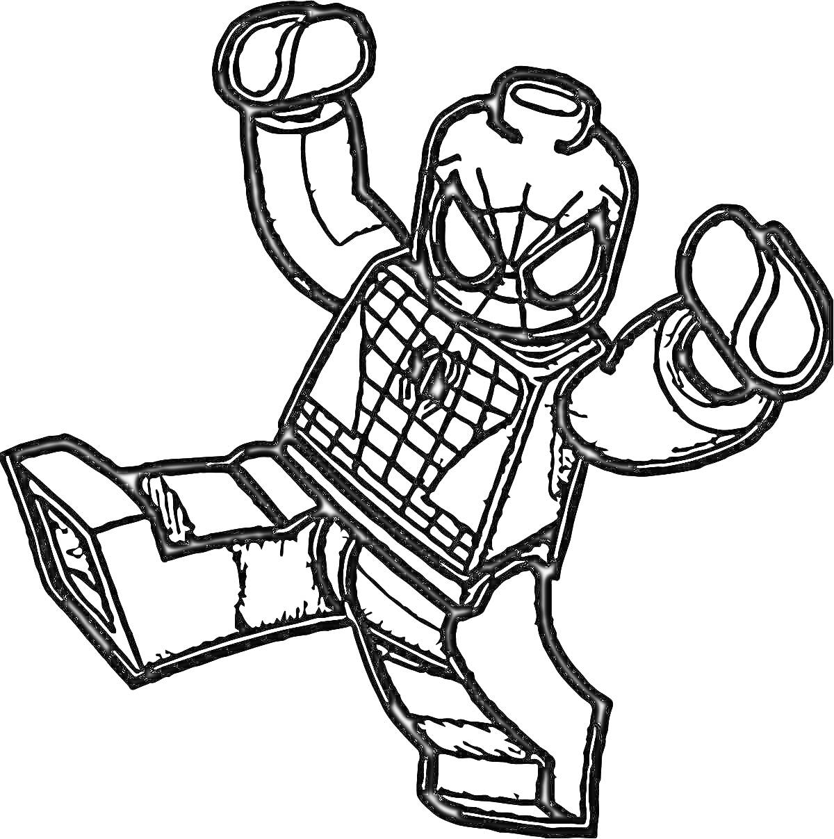 Раскраска Человек-паук в стиле LEGO (Роблокс)