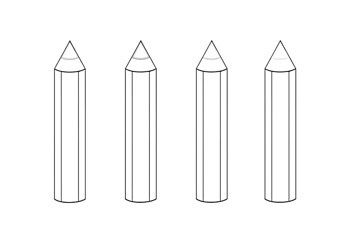 На раскраске изображено: Карандаши, Цветные карандаши, Зеленый, Белый фон, Школьные принадлежности