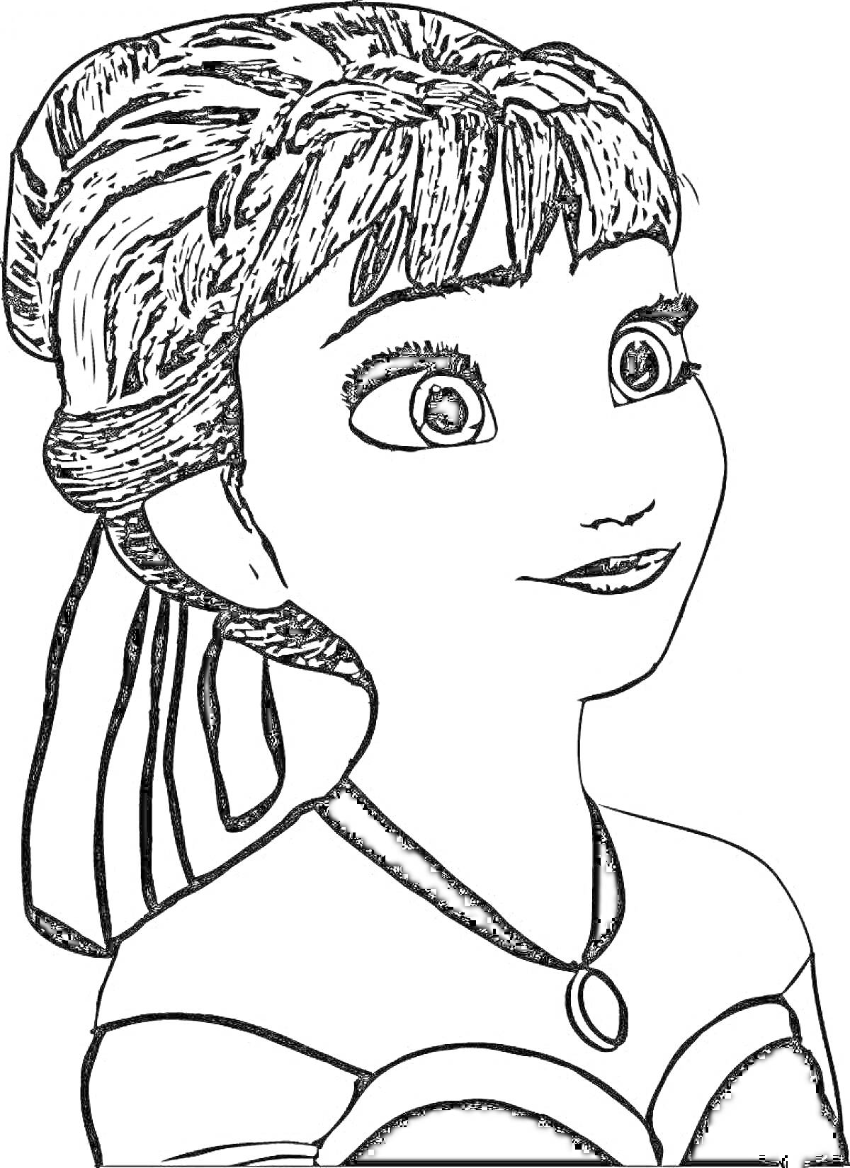 На раскраске изображено: Короткие волосы, Ожерелье, Платье, Девочка