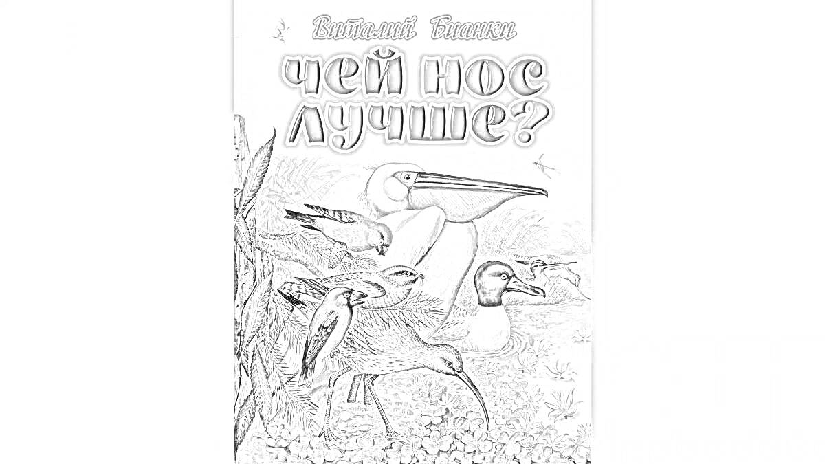 На раскраске изображено: Виталий Бианки, Природа, Обложка книги