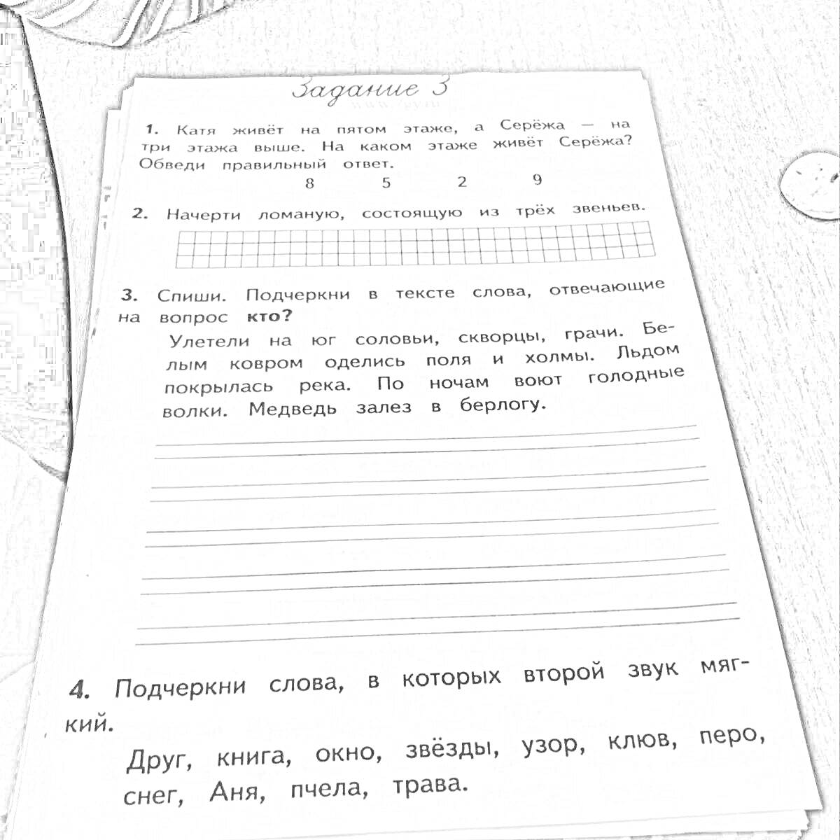 На раскраске изображено: Русский язык, Слова, Слоги, Мягкие согласные