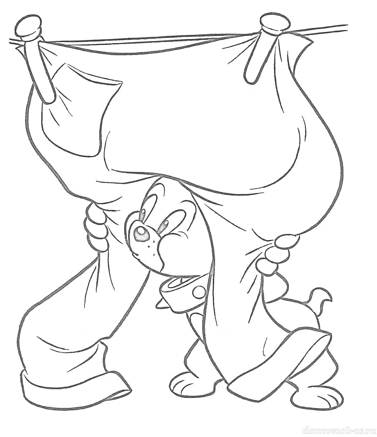 На раскраске изображено: Штаны, Поводок, Собака