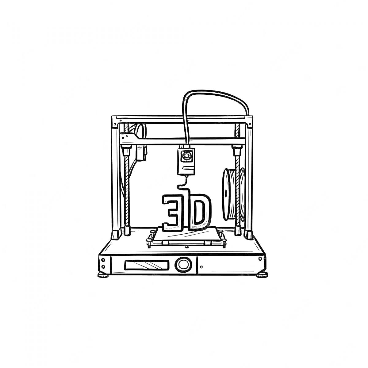 Раскраска 3D принтер с распечатанной моделью 