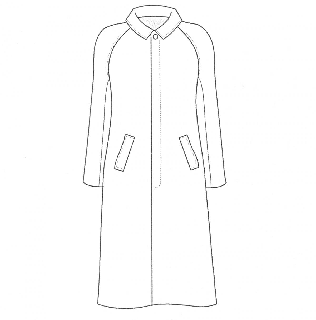 Раскраска Пальто с воротником и карманами