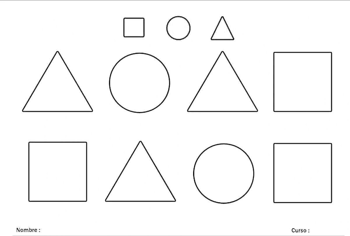 Раскраска Раскраска с геометрическими фигурами - квадрат, круг, треугольник
